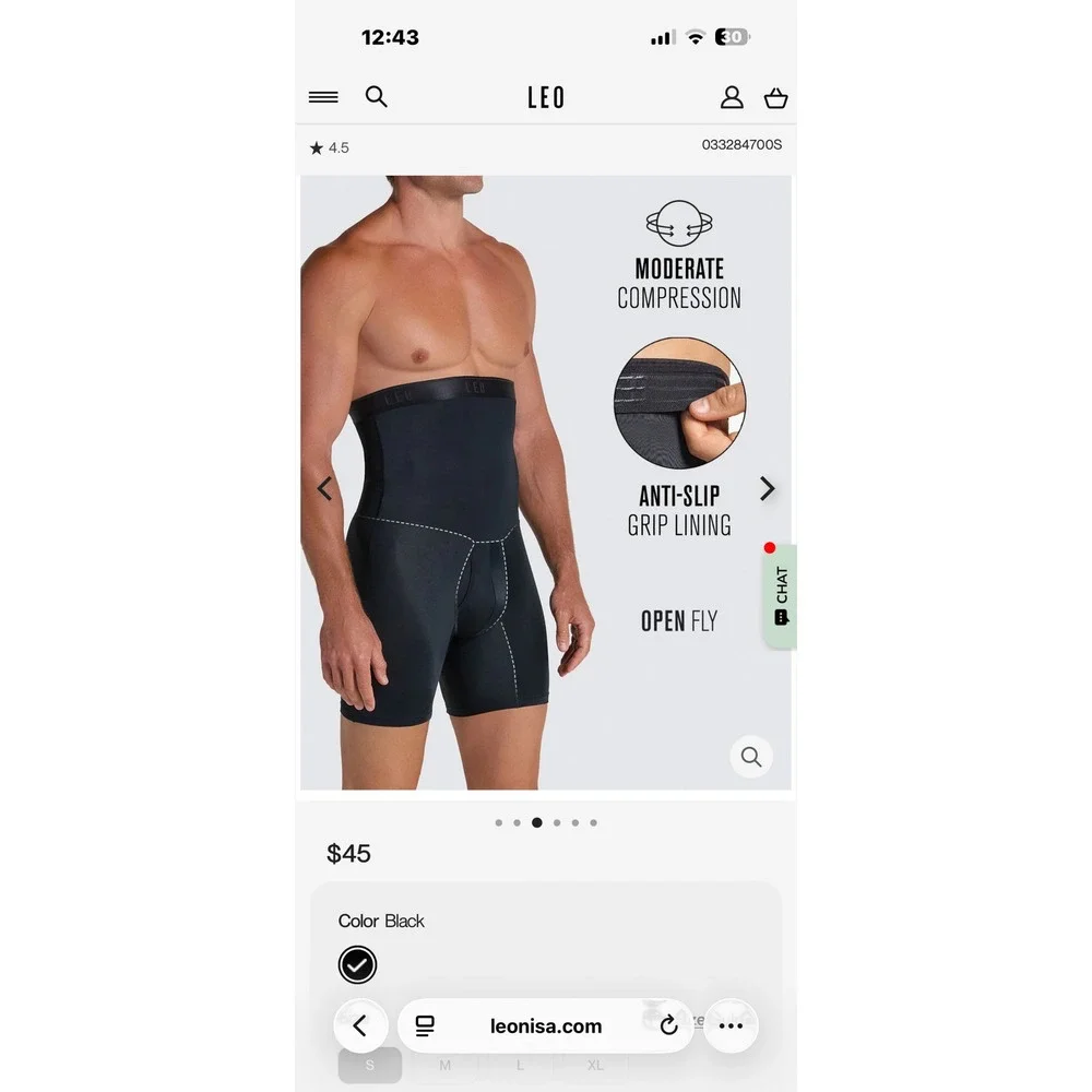 High-Waisted Stomach Shaper Boxer Brief Men's Shapewear Moderate Compression NWT